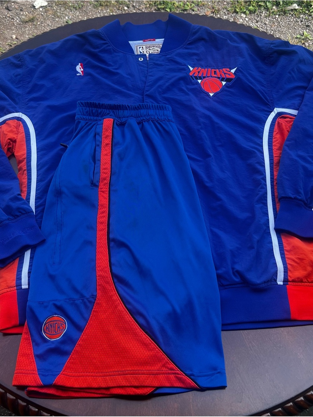 Mitchell & Ness Royal Blue and Orange Knicks Warm-Up Set